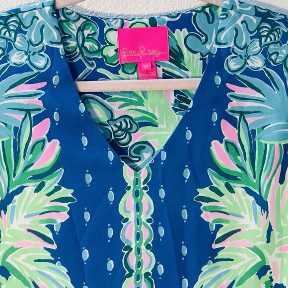 Lilly Pulitzer Womens Tropical Print Tunic XS Sleeve Ties - Picture 2 of 4